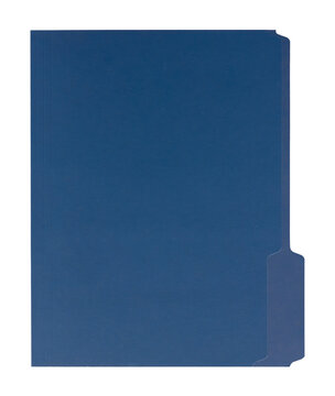 Blue navy craft folder with cut tab isolated on transparent background. Manila Folder. Paper case archive for cold case file element design creation.