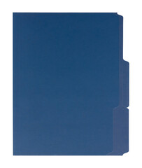 Fototapeta premium Blue navy craft folder with cut tab isolated on transparent background. Manila Folder. Paper case archive for cold case file element design creation.