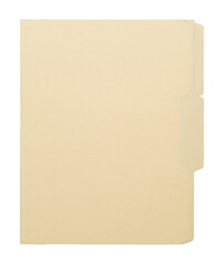 Fototapeta premium Manila craft folder with cut tab isolated on transparent background. Paper case archive for cold case file element design creation.
