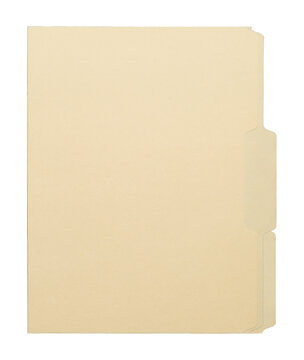 Manila craft folder with cut tab isolated on transparent background. Paper case archive for cold case file element design creation.