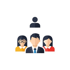 Fototapeta premium Teamwork Concept And Business Hierarchy With People Icons Vector Illustration In Flat Style