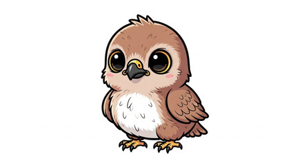 Obraz premium Adorable Cartoon Sparrow Bird Character.