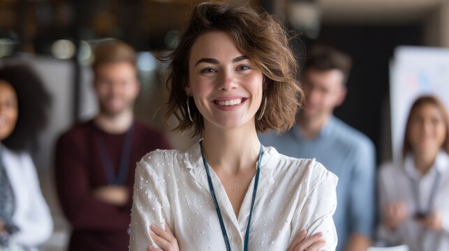 Smiling Woman Professional Inspiring Confidence in the Workplace