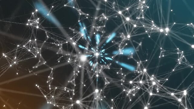 Connected network nodes and lines for commercial backgrounds, digital design, and advertising