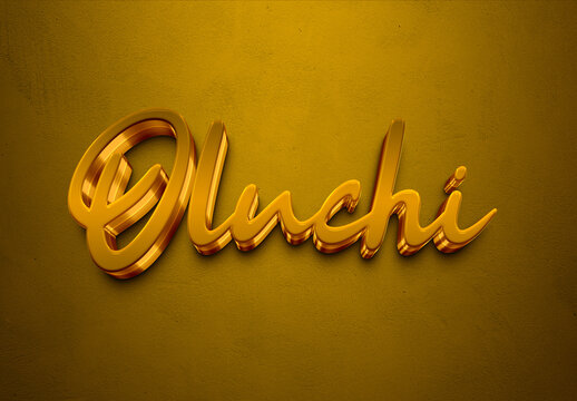 Golden 3D editable text effect of Nigerian Pidgin name Oluchi.