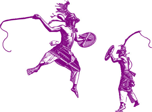 Caci, a traditional entertainment show from Manggarai, NTT, depicts the bravery and skill of a warrior