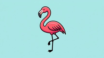 Fototapeta premium Pink Flamingo Cartoon Illustration.