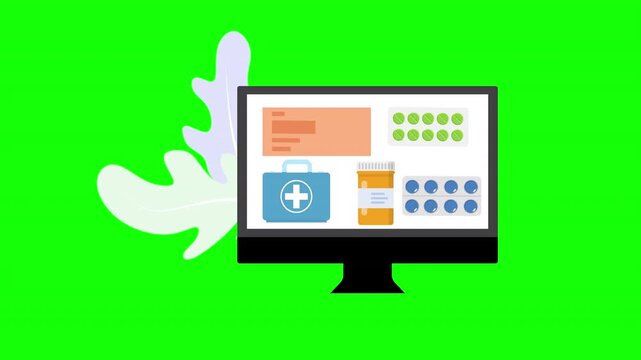 Online Pharmacy Store Medicine Interface on Computer Screen Concept