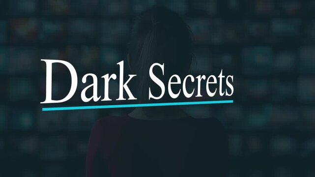 Dark Secrets Title Animation with Blue Underline on Dark Background