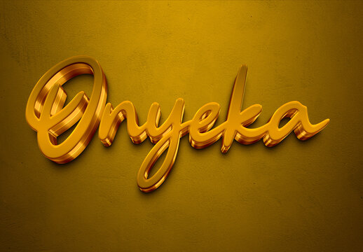 Golden 3D editable text effect of Nigerian Pidgin name Onyeka.