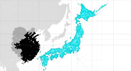 Obraz premium Digital Map Of Japan Showing Hidden AI Bias In Elder Care