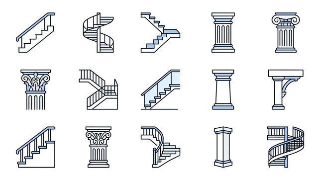 Various Staircase and Column Designs.