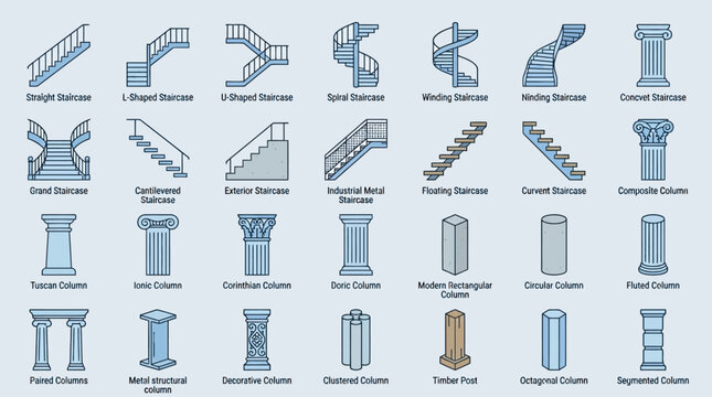 Various types of staircases designs.