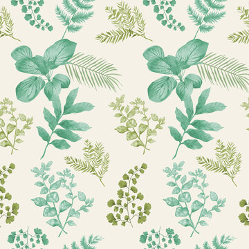 Collection of soft focus floral and botanical seamless patterns with whimsical touches