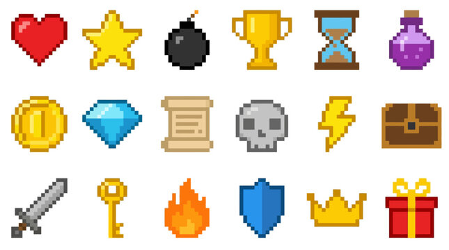 Collection of various colorful gaming icons.