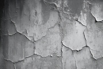 Obraz premium peeling cracked plaster wall with flaking paint and rough textured surface, aged and melancholic decay