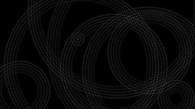 Minimalist Black Background Radial Pulse Burst Seamless Loop Animation White Dotted Concentric Rings Sonar Radar Wave Motion Graphics Background
