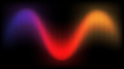 Fotobehang Muziek Abstract colorful sound wave background featuring a red digital equalizer and glowing frequency lines on a black technology backdrop for a music spectrum wallpaper vector illustration design.  © Classy Design