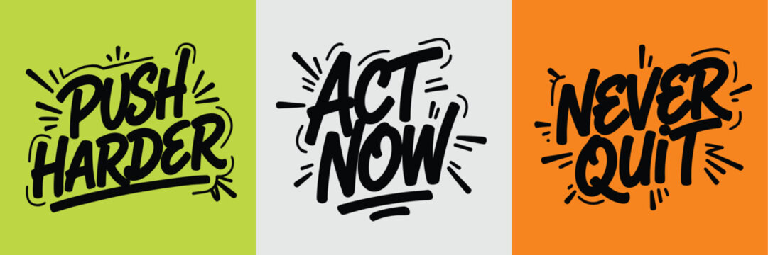 Graffiti Quote Lettering Set &ndash; Hand Drawn Street Typography Collection (EPS)