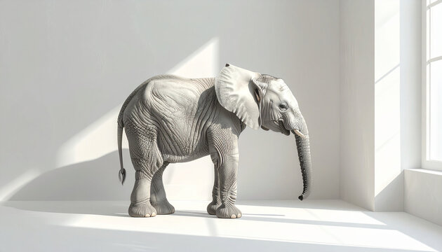 Elephant silhouette by window light