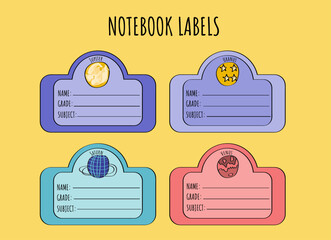 Hand-drawn Planet Themed Notebook Labels © Artybee Studio