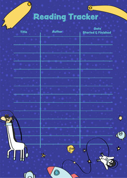 Kids Space Themed Reading Tracker Template
