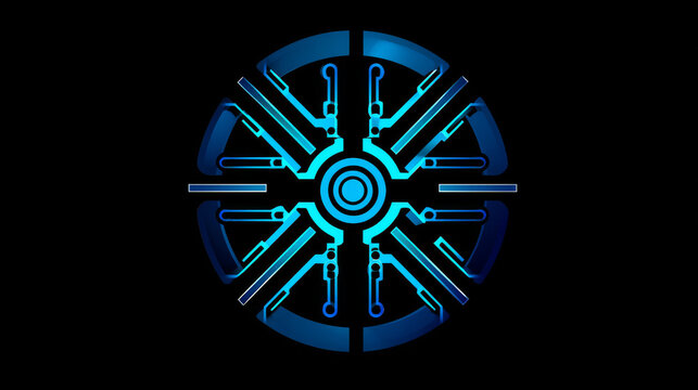 Artificial intelligence with Lines Circle Technology Analysis logo vector design concept. AI technology logotype symbol for advance technology, tech company, identity, robotic, innovation, ui, web.