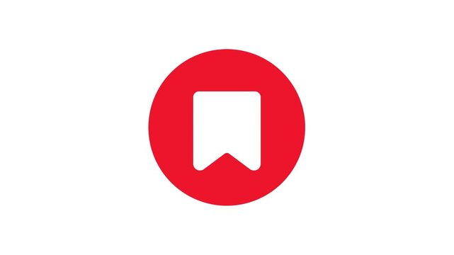 Minimalist Red Bookmark Icon Animation Loop Background