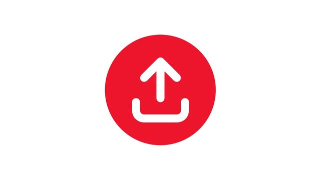 Red Upload Icon Animation Loop on White Background