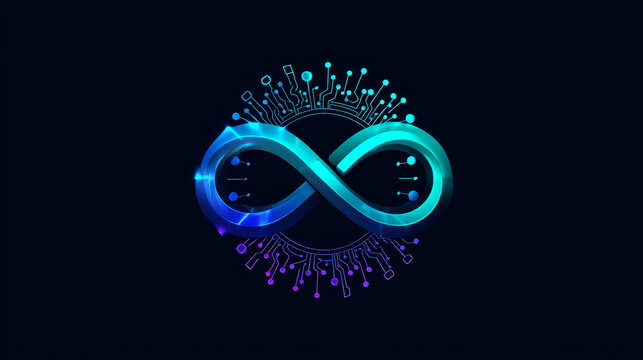 Artificial intelligence with circle twisted infinity technology Analysis logo vector design concept. AI technology logotype symbol for advance technology, tech company, ui, online network, automation.