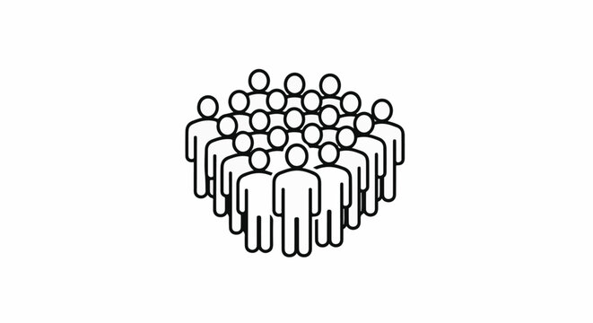 A group of stylized people figures are depicted in a cluster formation