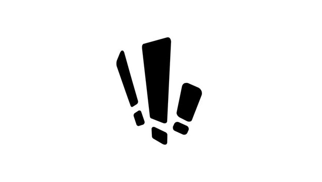 Three Stylized Black Exclamation Marks for Alert Icon