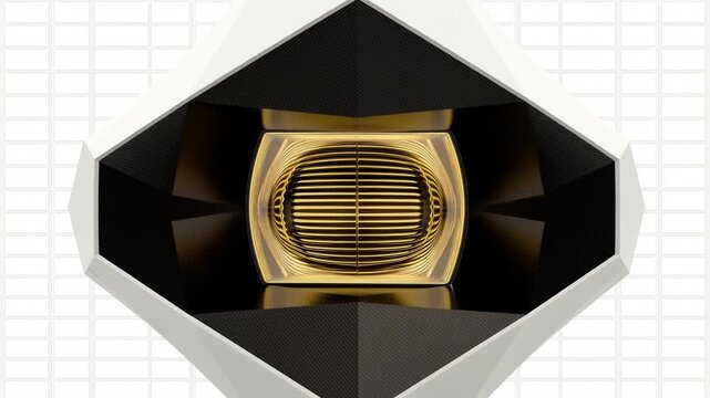 Cyber array opening with gold sapphire crystal for tech video.