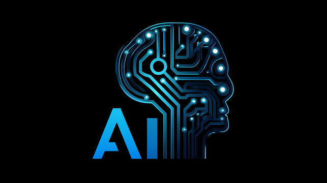 Artificial intelligence with curved Network lines technology Analysis logo vector design concept. AI technology logotype symbol for advance technology, tech company, identity, innovation, ui, new tech