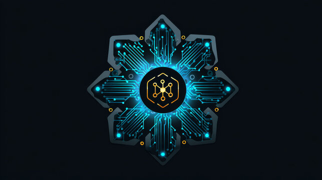 Artificial intelligence with curved Network lines technology Analysis logo vector design concept. AI technology logotype symbol for advance technology, tech company, identity, innovation, ui, new tech