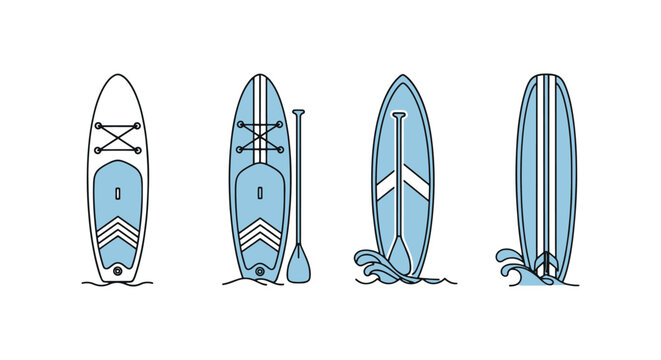 Paddle Boarding Line art abstract simple minimal illustration
