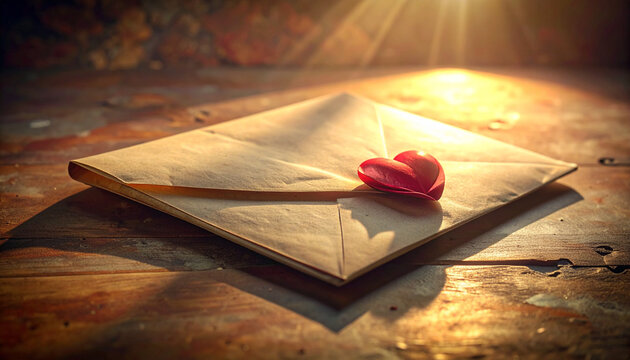 Envelope with heart seal and warm light