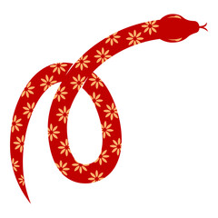 Fototapeta premium Red Snake Chinese Zodiac Illustration on White Background.
