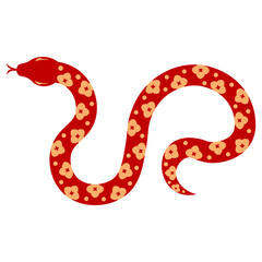 Obraz premium Red Snake Chinese Zodiac Illustration on White Background.
