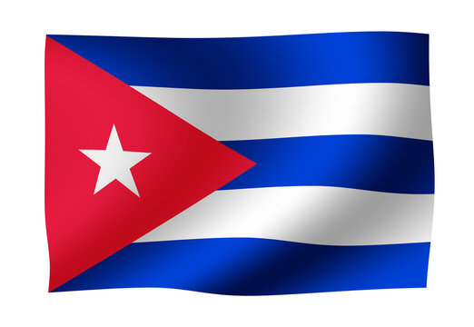 Cuba Flag Waving (Realistic Fabric, National Symbol Background)
