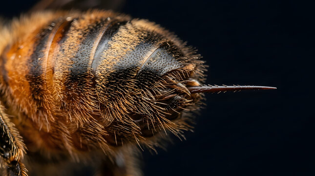 Macro shot of a bee's powerful stinger ready to defend