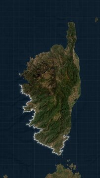 Corsica Island Map Animated Loop Visualization in 3D Style In Vertical