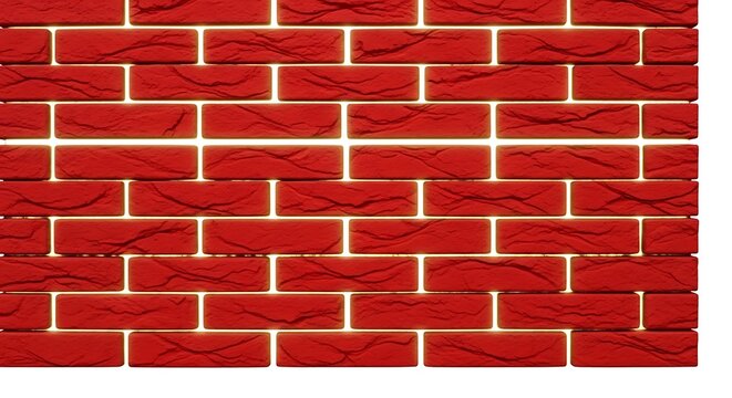 A red brick wall with white grout