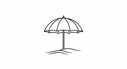 Fototapeta premium A simplified illustration of a beach umbrella standing in wavy sand