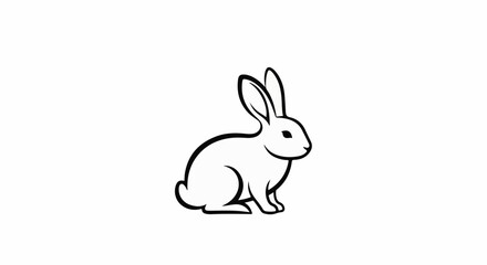 Obraz premium A simple black line drawing of a rabbit on a white background