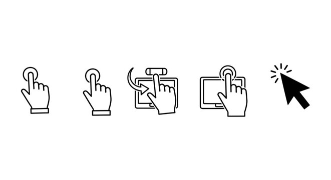 Set of hand gestures for touch screen interaction and computer mouse cursor