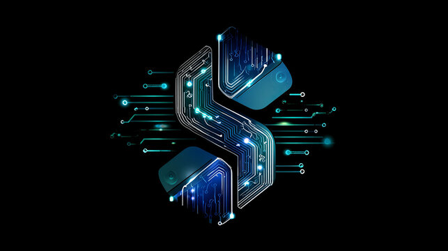 Artificial intelligence with letter s online network technology Analysis logo vector design concept. AI technology logotype symbol for advance technology, tech company, ui, online network, new tech.