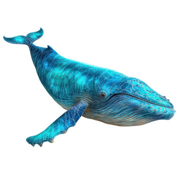 Whale swimming through blue water near coral reefs during daylight hours in an ocean environment