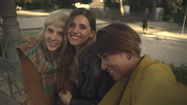 Group of Friends Taking Selfies