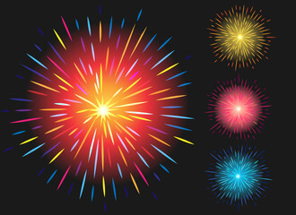 Naklejka premium Firecracker festive fireworks set